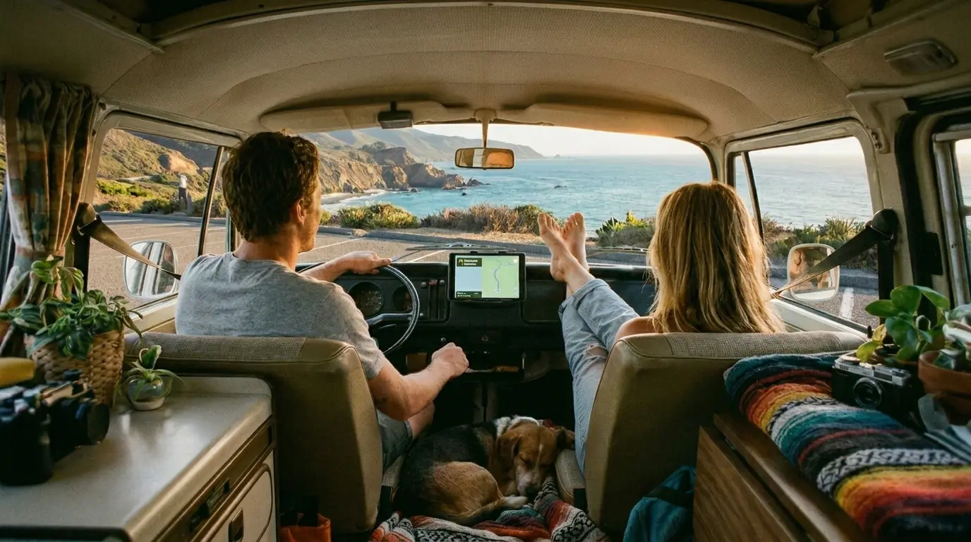 In a car