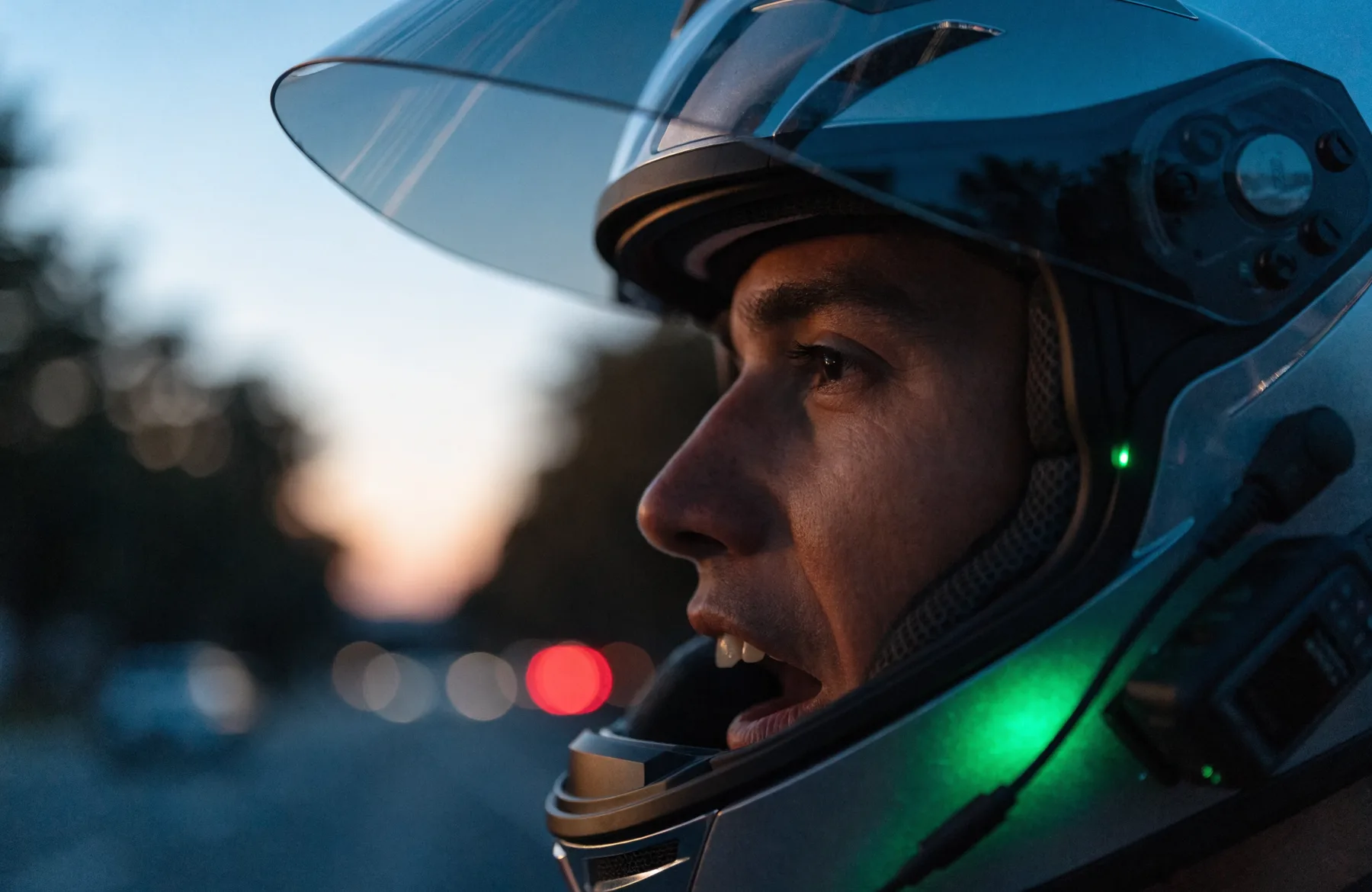 On a motorcycle